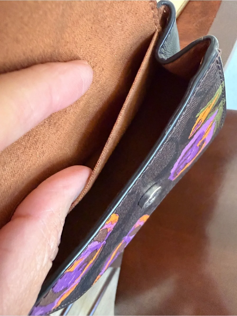 COACH Mini Morgan Card Case (no strap) Black Brown Walnut Purple Rose & Orange